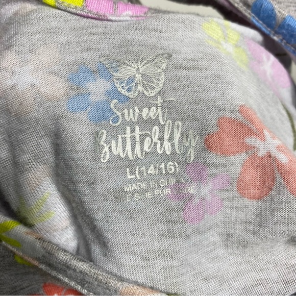 Sweet Butterfly Floral Heather Gray Girls Shorts Romper - Picture 5 of 8